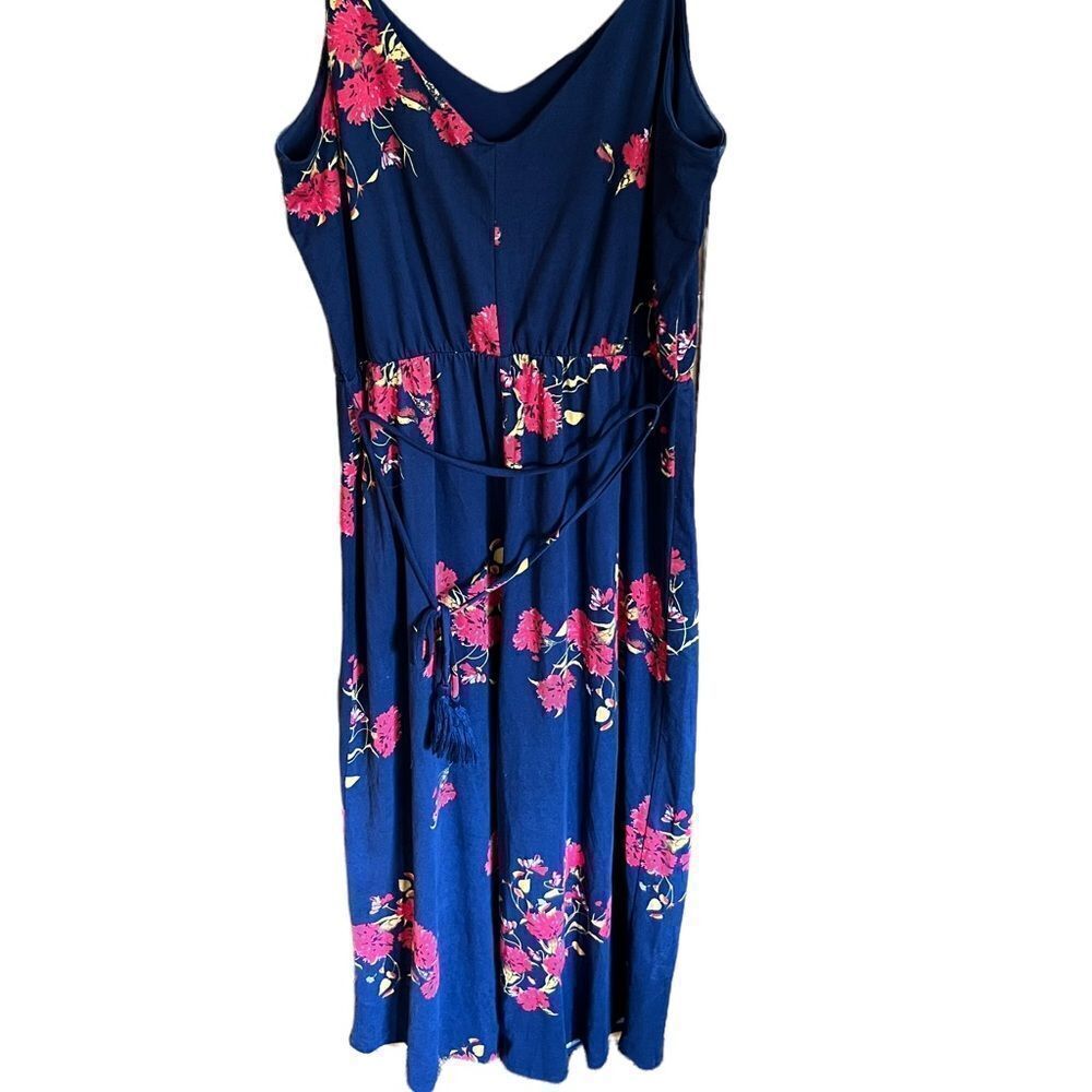 Xhilaration blue and floral print jumpsuit with spaghetti straps size medium